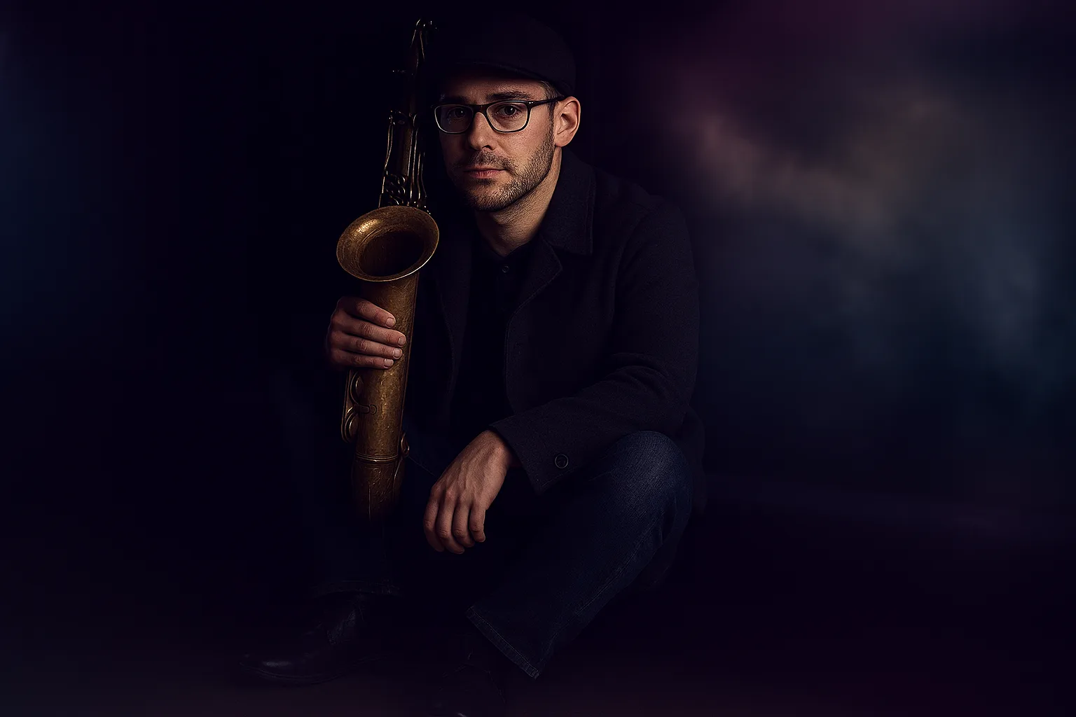 Doug Rosenberg holding a saxophone